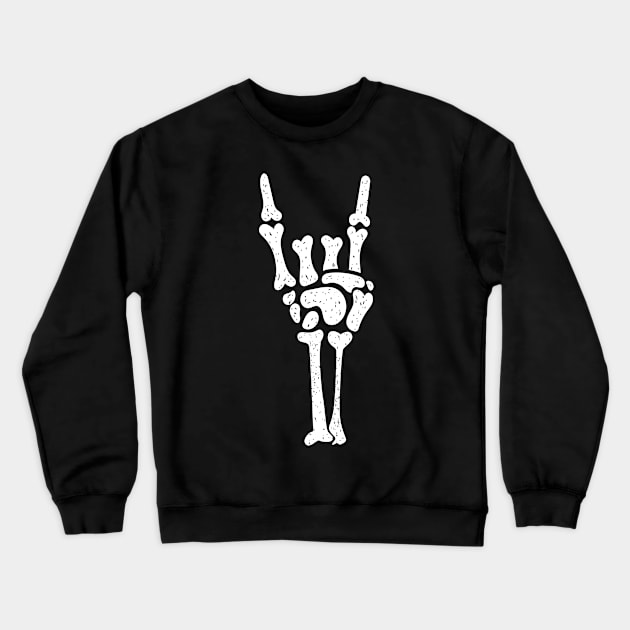 Skeleton Rock Hands halloween funny shirt gift Crewneck Sweatshirt by woormle